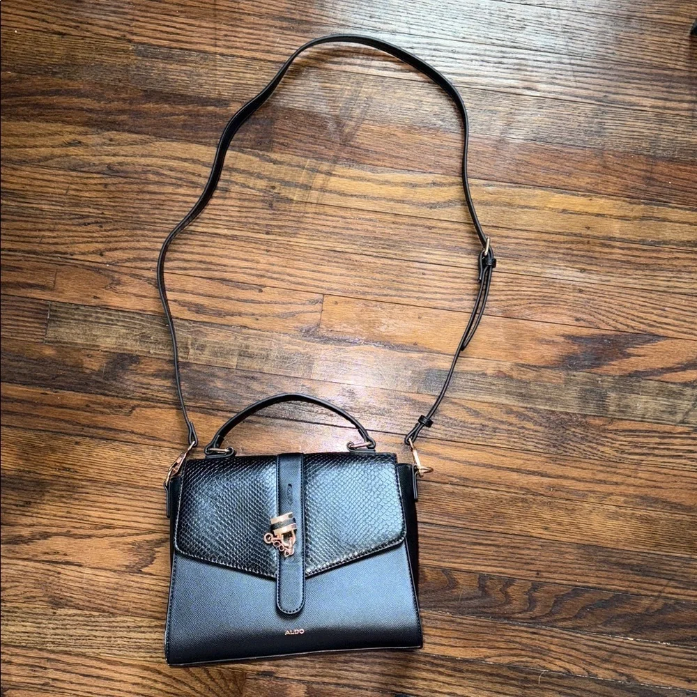 ALDO Black Top Handle Crossbody Bag Gold Hardware